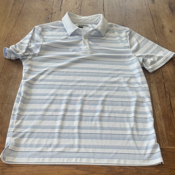 PGA TOUR WHITE STRIPE POLO SHIRT GOLF - Picture 1 of 3